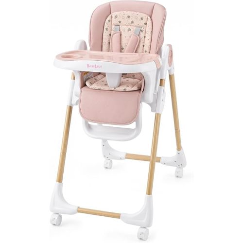 Baby High Chair with Wheel, Adjustable Foldable Chair for Babies & Toddlers