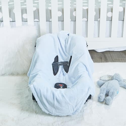 EVERYDAY KIDS Pastel Blue Baby Car Seat Blanket for Baby and Toddler Boys Baby Bunting Swaddle Wrap Blanket for Interior Car Seat; Cover Baby and Keep Car Seat Clean