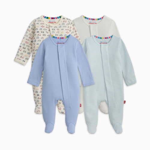 Magnetic Me Organic Cotton Magnetic Footie (4 Pack) - On The Go Multi, Newborn