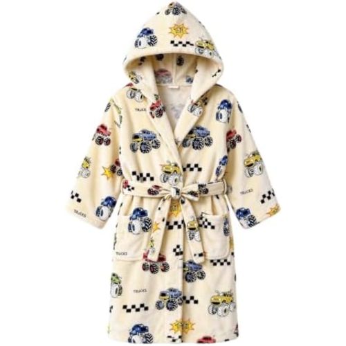 Kids Hooded Bathrobe Girls Soft Plush Hooded Flannel Pajamas Sleepwear Boys Spa Robe