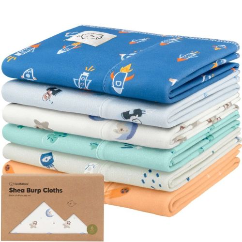 6pk Shea Baby Burp Cloths for Baby Boys and Girls, Organic Burping Cloths for Babies, Newborn