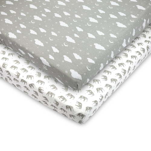 "Bublo Baby Pack and Play Fitted Sheets, 100% Jersey Cotton Playard Bedding, 24""x38"