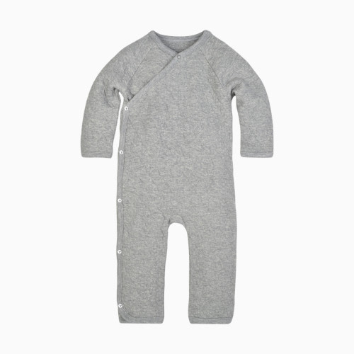 Organic Quilted Bee Wrap Front Jumpsuit - Heather Grey