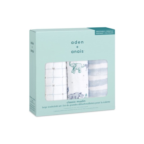 3-Pack Assorted Cotton Muslin Washcloth Set