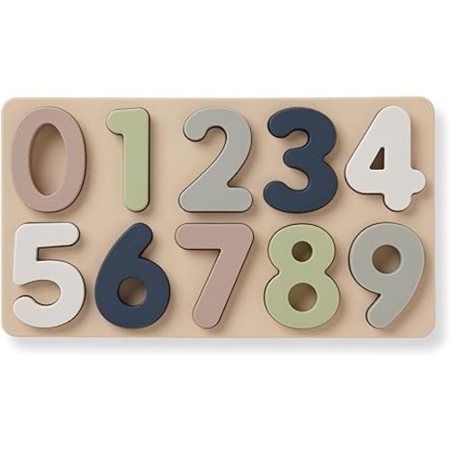 Ali+Oli Baby Soft Silicone Number Puzzle Toys for Toddlers (11 Piece Set) - Montessori Learning Puzzle - Silicone Number Shape Sorter Toy