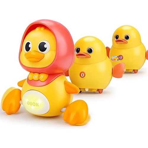 Baby Toys 6-12 Months Musical Duck Toy Set 3 4 5 6 7 8 9 10 Month Old Tummy Time Infant Newborn Crawling Moving Light Up Toys for Babies 9-12-18 Months Birthday Shower Gifts for 1 Year Old Boy Girl