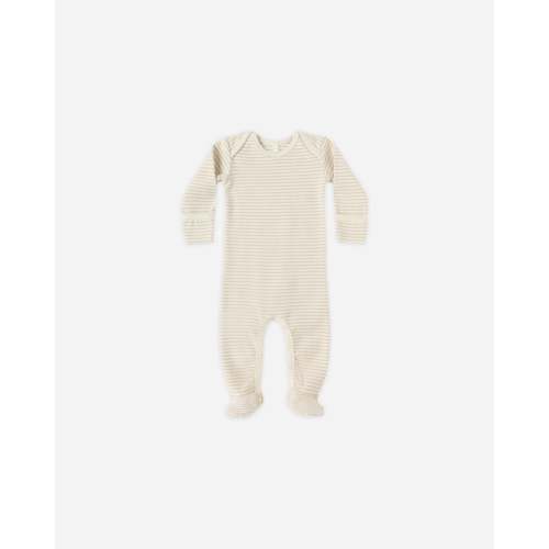 Baby Footie || Oat Micro Stripe – Quincy Mae