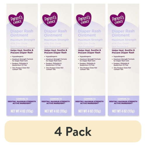 (4 pack) Parent's Choice Diaper Rash Ointment, 40% Zinc Oxide, 4oz