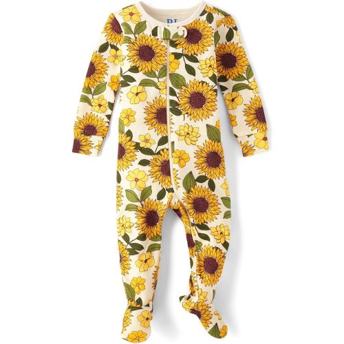 The Children's Place Baby Girls' And Toddler Long Sleeve 100% Cotton Zip-front One Piece Footed Pajama
