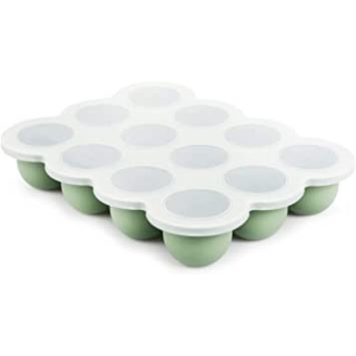 btrfe Baby Food Storage Container, 12 Portions Silicone Baby Food Freezer Tray with Lid, Perfect for Homemade Baby Food Vegetable & Fruit Purees and Breast Milk (Loden Frost Green)