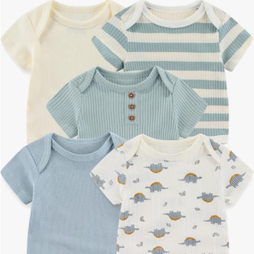Baby Bodysuits Ribbed Mix Summer Newborn Boy Girl Clothes 5-pack