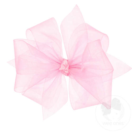 Medium Classic Organza Girls Double Hair Bow - WHITE | Wee Ones Hair Bows & Accessories