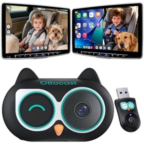 OTTOCAST Baby Car Camera 1080P Rear Seat Monitor, Display on Car Screen, Wide Angle No-Glow Night View, Easy Mounting, Works with Wireless CarPlay, Perfect for Infants, Kids & Pets
