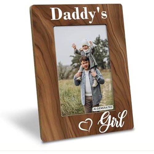Dad Gift from Daughter, Daddy's Girl Photo Frame, Holds 4 x 6 Inch Photo, Farmhouse Wooden Picture Frame Gifts, Daddy & Daughter Photo Frame for Home Office Decor, Dad Birthday Gifts, Christmas Gift