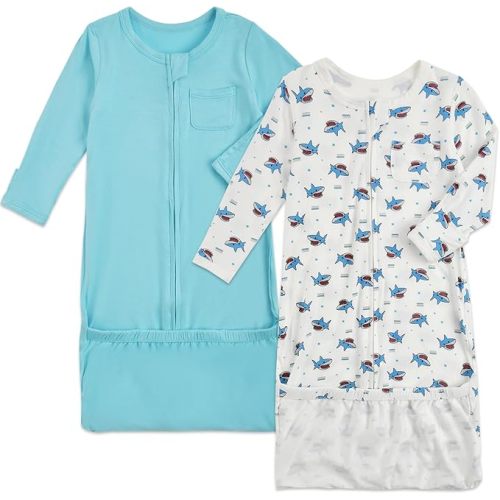 Aablexema Baby Nightgowns Rayon of Bamboo 2-way Zipper for Boys Girls