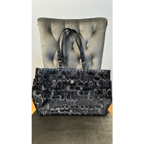 Coach Signature Black Optic Diaper Bag Tote H05K 6429