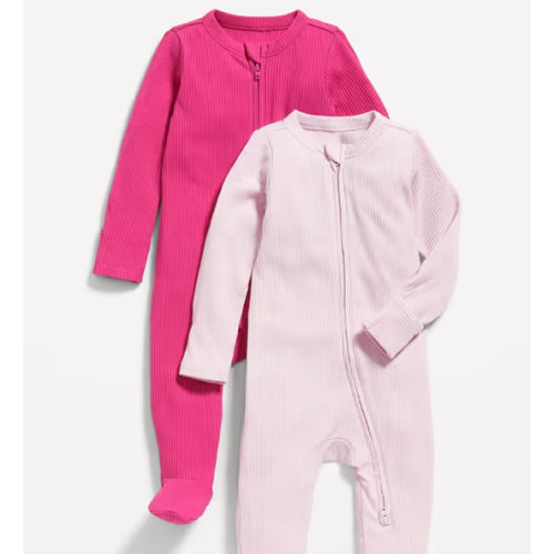 Unisex 2-Way-Zip Sleep & Play Footed One-Piece 2-Pack for Baby