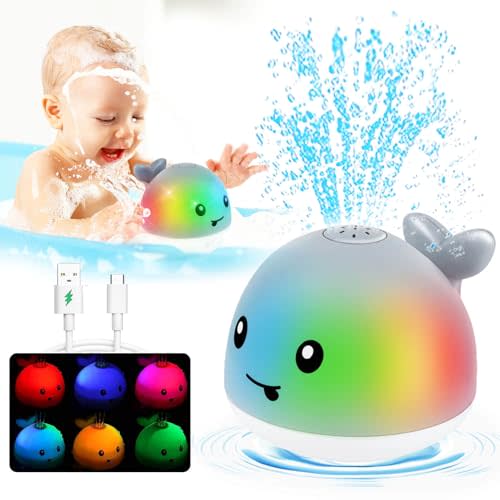 Bath Toys For Kids Ages 1-3 - Light Up Whale Bath Toy Sprinkler - Infant Baby Toys 6-12 12-18 Months - Bathtub Water Pool Toy For Todder Boys Girls Ages 0-2 Valentines day Easter Basket Stuffers gifts