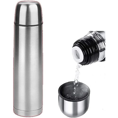 SMALL 500 ml 16.9 Ounce Coffee Thermos | Thermal Water Bottle for Tea Hot & Cold Drinks Stainless Steel Vacuum Sealed Insulated Thermos Water Flasks Bottles Work Travel Termo Para Cafe Bebes 0.5 Quart