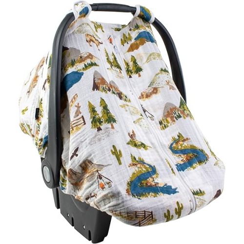 Bebe Au Lait Muslin Car Seat Cover, Wyoming
