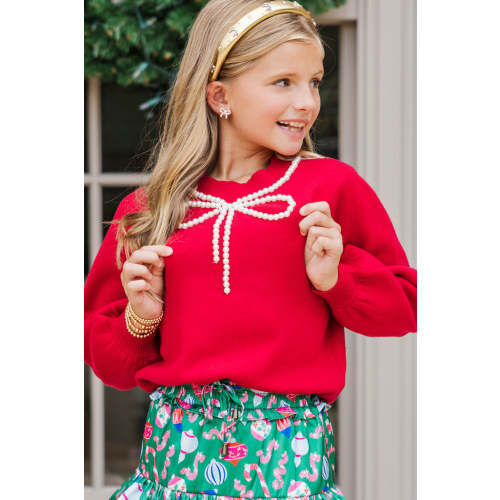 Girls: The Chari Red Bow Sweater