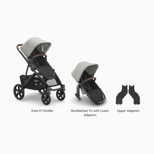 UPPAbaby Vista V3 Stroller, RumbleSeat V3 & Upper Adapters - Savannah