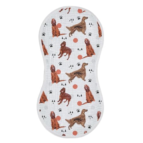 vvfelixl Muslin Burp Cloths Irish Setter Dog Pattern Baby Washcloths for Baby Girl Boys 2 Pack