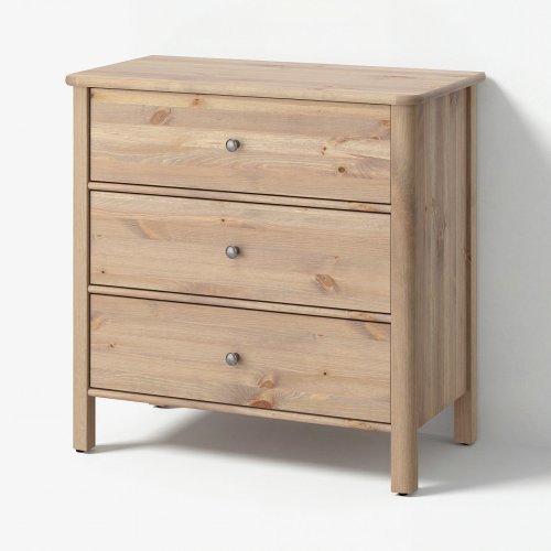 STOREMOLLA 3-drawer dresser - gray-brown stained 36 5/8x19 5/8x35 7/8 "