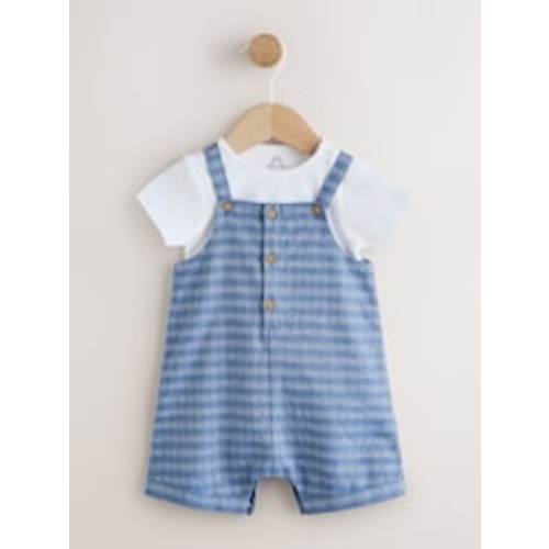 Buy Blue Check Woven Dungaree and Bodysuit Set (0mths-2yrs) from Next USA