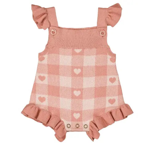 Louis Louise - Esmee Hearts and Checks Romper | Pink