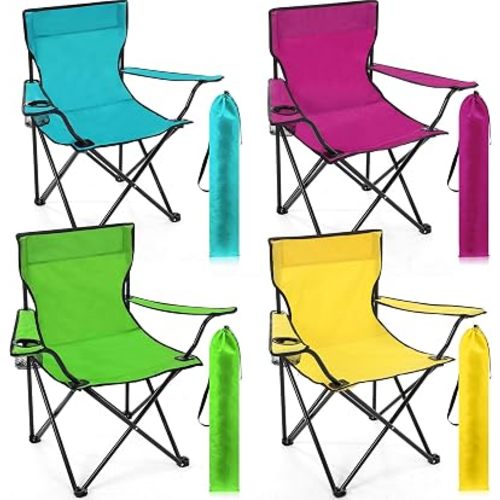 4 Pcs Regular Folding Camping Chairs Carry Bag, Stylish