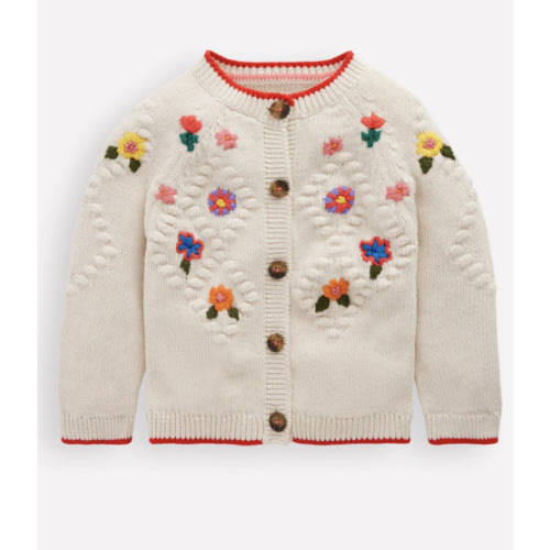 Cotton Embroidered Cardigan-Ecru Flowers | Boden USA