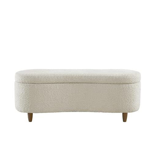 Bailey Boucle-Style Curved Storage Accent Bench
