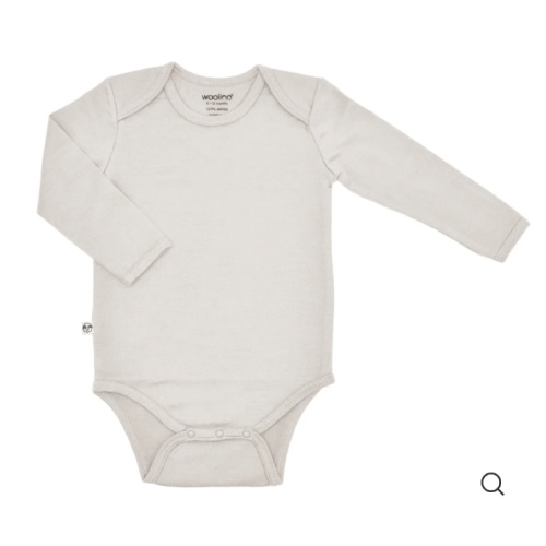 Baby Bodysuit, Long Sleeve, Merino Wool, Oat
