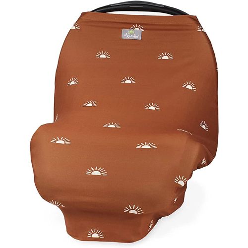 Itzy Ritzy 4-in-1 Nursing Cover, Car Seat Cover, Shopping Cart Cover & Infinity Scarf – Breathable, Multi-Use Nursing Cover Up for Breastfeeding, Carseat Canopy & Stroller Cover (Terracotta Sunrise)