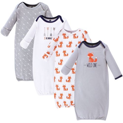 Hudson Baby Infant Boy Cotton Long-sleeve Gowns 4pk, Wild One, 0-6 Months