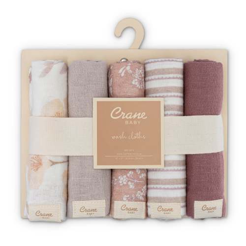 Violet Floral Washcloths for Baby | Crane Baby