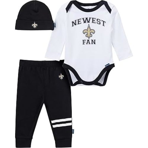 Gerber NFL baby-boys 3-piece Onesie Bodysuit, Active Pant and Cap Set