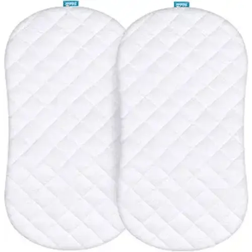Bassinet Mattress Pad Cover Compatible with Halo BassiNest Swivel Sleeper, 2 Pack, Waterproof Quilted Ultra Soft Surface, Breathable and Easy Care