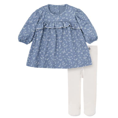Modern Moments By Gerber Baby Girl Drop Shoulder Dress and Tights Outfit Set, 2-Piece, Sizes 0/3 Months - 24 Months