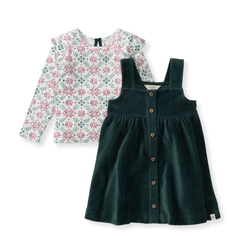 Poinsettia Fair Isle Organic Girl Tee & Dress Set – Burt's Bees Baby Size 12M