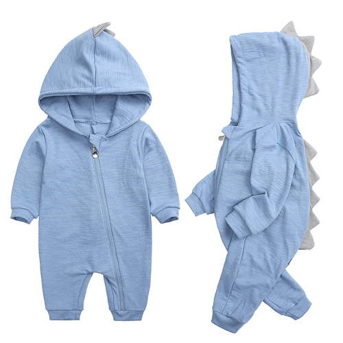 Mrzhqd Toddler Girls Boys Romper Size 9-12 Months Cartoon Outfits Cute Baby Clothing Hooded Long Sleeve Crew Neck Cute Print Kids Jumpsuit Blue