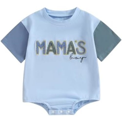 Newborn Infant Baby Boy Summer Outfit Mamas Boy Baby Clothes Boy Oversized Romper Shirts Short Sleeve Onesie