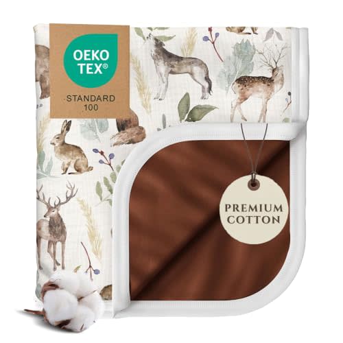 Pobibaby Premium Baby Blanket for Boys - Soft Stretchy Jersey Knit Cotton Quilt for Baby Boy, 3-Layer Crib Blanket and Toddler Blankets for Boys, 50x50 Soft Warm Cozy Nursery Bed (Wildlife Animal)