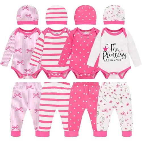 12Pcs Baby Girl Boy Outfits, Newborn Must‑Have Pants Set Layette Clothes