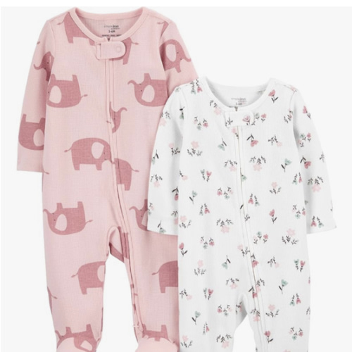 Simple Joys by Carter's Baby Girls' 2-way Zip Thermal Footed Sleep and Play, Pack of 2