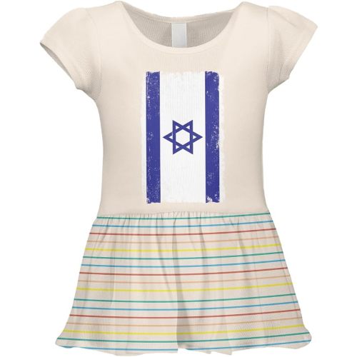 Tcombo Big Distressed Israel Flag Country Pride Infant/Toddler Baby Rib Dress