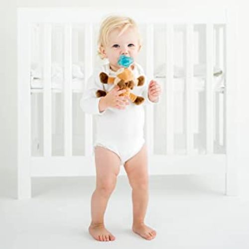 PaciBuddy Deer Pacifier Holder - Plush Toy with Detachable Pacifier & Universal Adapter, Gender Neutral Baby Gift for 0+ months - Infant Plush Baby Toy, Versatile Baby Essentials, Binky