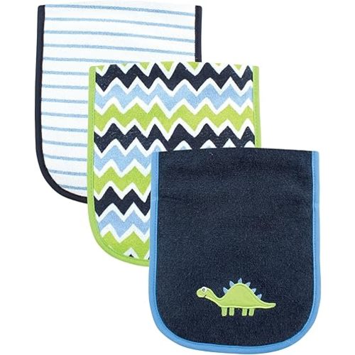 Luvable Friends Unisex Baby Cotton Burp Cloths with Fiber Filling, Dinosaur, One Size