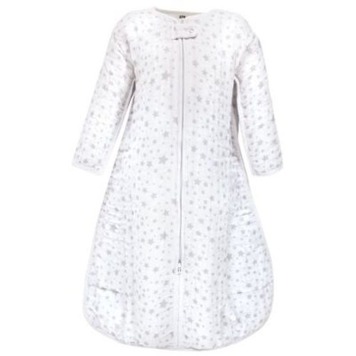 Hudson Baby Unisex Baby Long Sleeve Muslin Sleeping Bag, Wearable Blanket, Sleep Sack, Gray Star